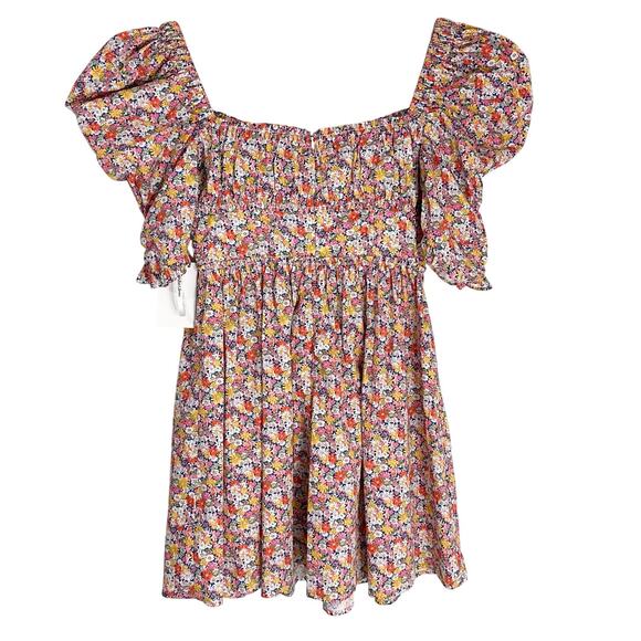 NWT For Love & Lemons Libby Mini Dress | Floral Pink Yellow | SZ M - Picture 6 of 15